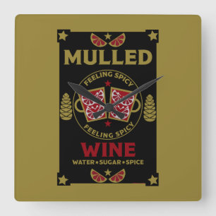 Reloj Cuadrado Navidades mulled Red Wine
