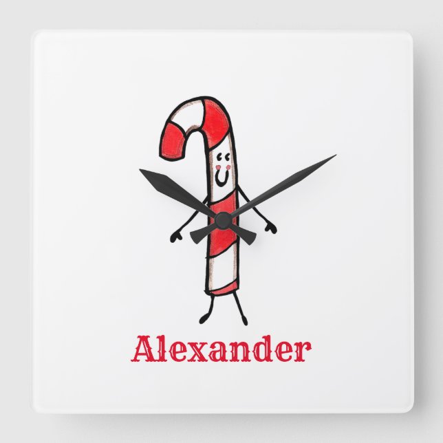 Reloj Cuadrado Navidades personalizados de caña de caña de caña a (Anverso)