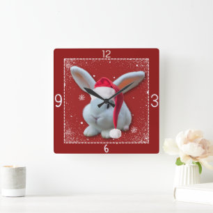 Reloj Cuadrado Navidades Santa Bunny Clock