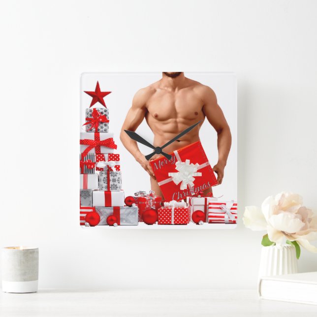 Reloj Cuadrado Navidades SlipperyJoe regalos de orgullo gay envol (Hogar)