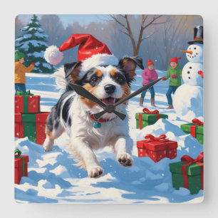 Reloj Cuadrado Navidades Terrier Australianos celebran escena de 