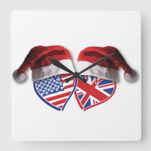 Reloj Cuadrado Navidades UK Estados Unidos Patriotas Heats