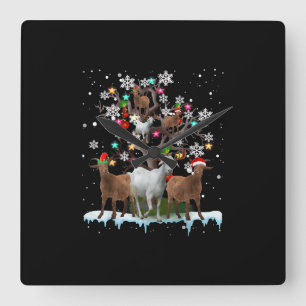 Reloj Cuadrado Navidades van al árbol de Santa Goat Lover
