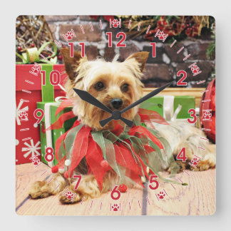 Reloj Cuadrado Navidades - Yorkie - Kinsey