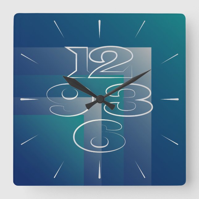 Reloj Cuadrado Navy teal gray (Anverso)