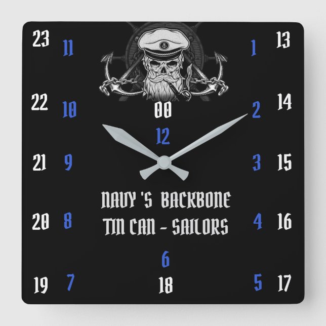RELOJ CUADRADO NAVY'S BACKBONE TIN CAN - SALADORES (Anverso)