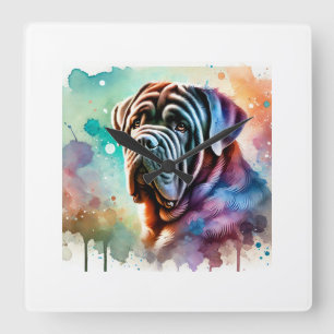 Reloj Cuadrado Neapolitan Mastiff 081024AREF144 - Watercolor