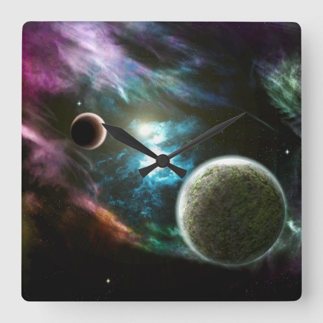 Reloj Cuadrado Nebulosa (Anverso)