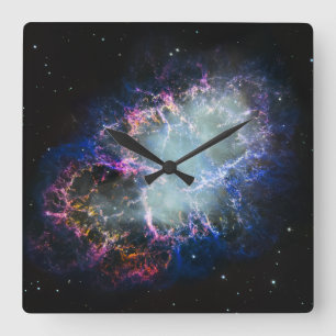 Reloj Cuadrado Nebulosa del Cangrejo Arcoíris