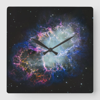 Reloj Cuadrado Nebulosa del Cangrejo Arcoíris