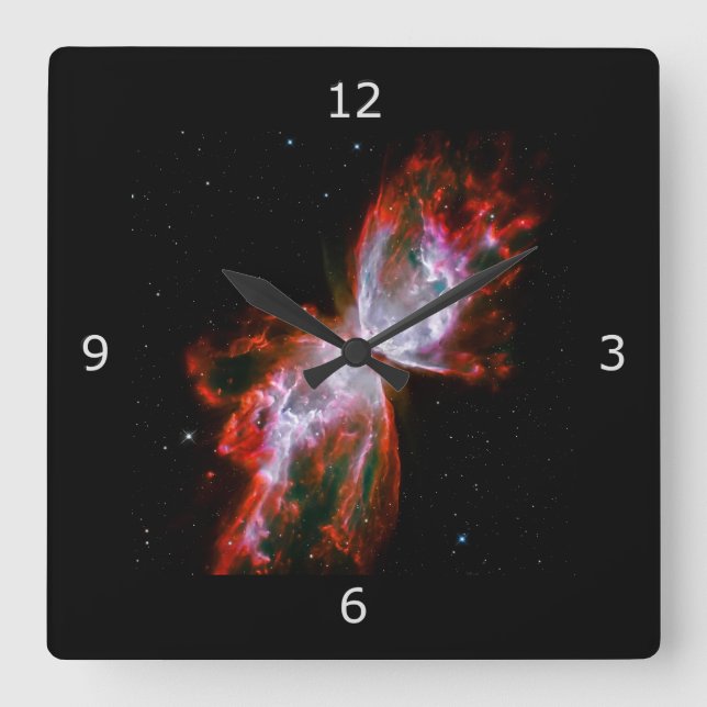 Reloj Cuadrado Nebulosa mariposa en constelación de Escorpio (Anverso)