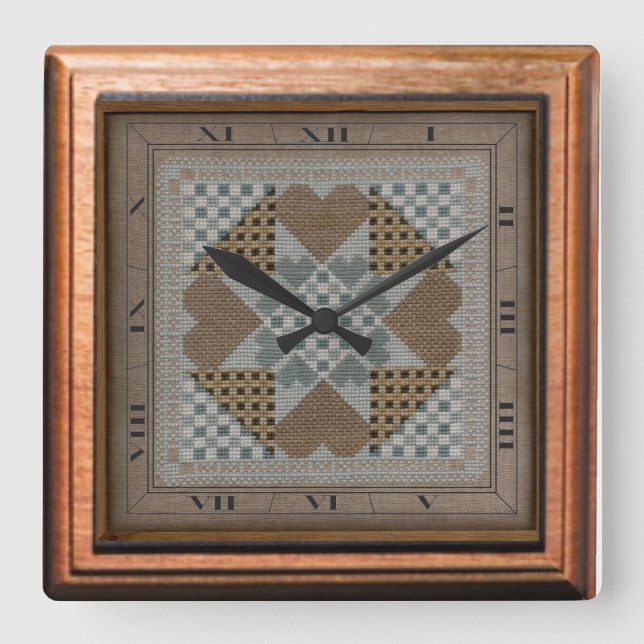 Reloj Cuadrado Needlepoint Wall Clock (Anverso)