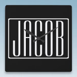 Reloj Cuadrado Negrita y moderna tu nombre o palabra | Blanco sob<br><div class="desc">Negrita y moderna.</div>