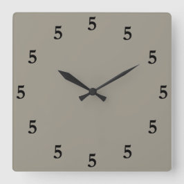 Reloj Cuadrado Negro Cinco en Punto en Algún Lugar, Gris Plateado