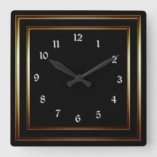 Reloj Cuadrado Negro de cobre simple del marco