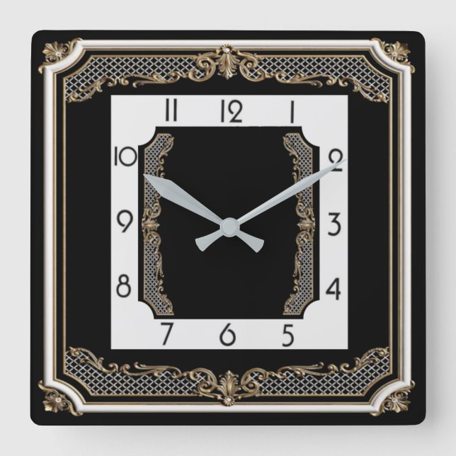 Reloj Cuadrado Negro elegante (Anverso)
