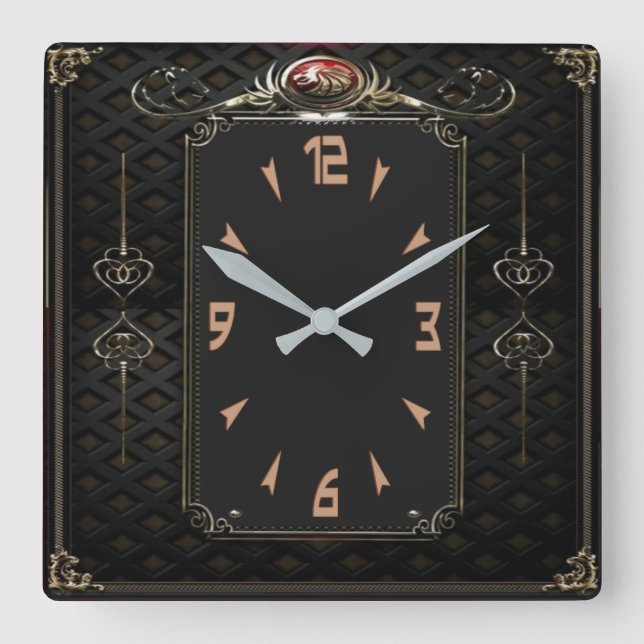 Reloj Cuadrado Negro elegante (Anverso)
