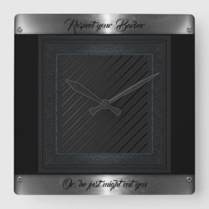 Reloj Cuadrado negro, plata, gris, peluquero