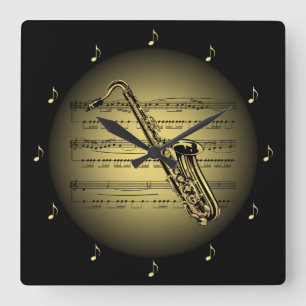 Reloj Cuadrado Negro tridimensional BG del ~ de la partitura del