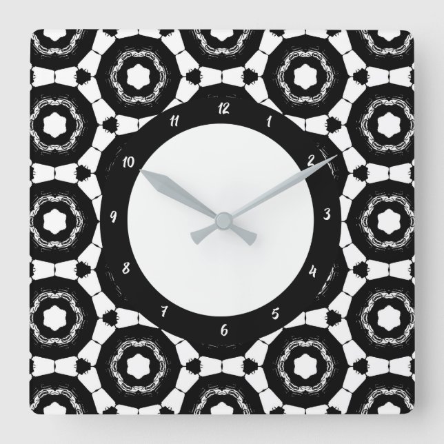 Reloj Cuadrado Negro y blanco moderno (Anverso)