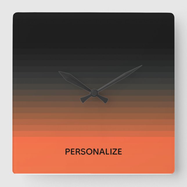Reloj Cuadrado Negro y Naranja (Anverso)