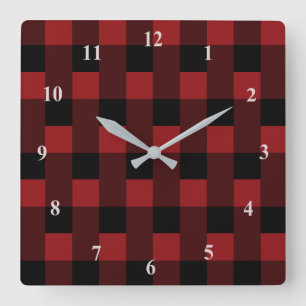 Reloj Cuadrado Negro y rojo comprobado - 
