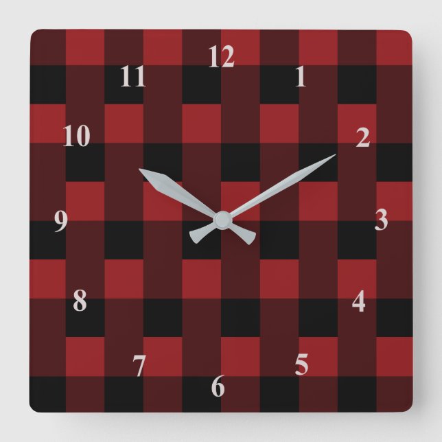 Reloj Cuadrado Negro y rojo comprobado -  (Anverso)