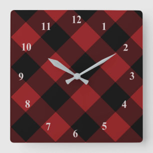 Reloj Cuadrado Negro y rojo revisado - Hermoso -