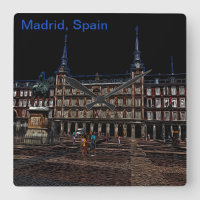 Neon Art of a plaza in Madrid, Spain