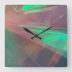 Reloj Cuadrado neon blue pink green synth wave  Luminous lights