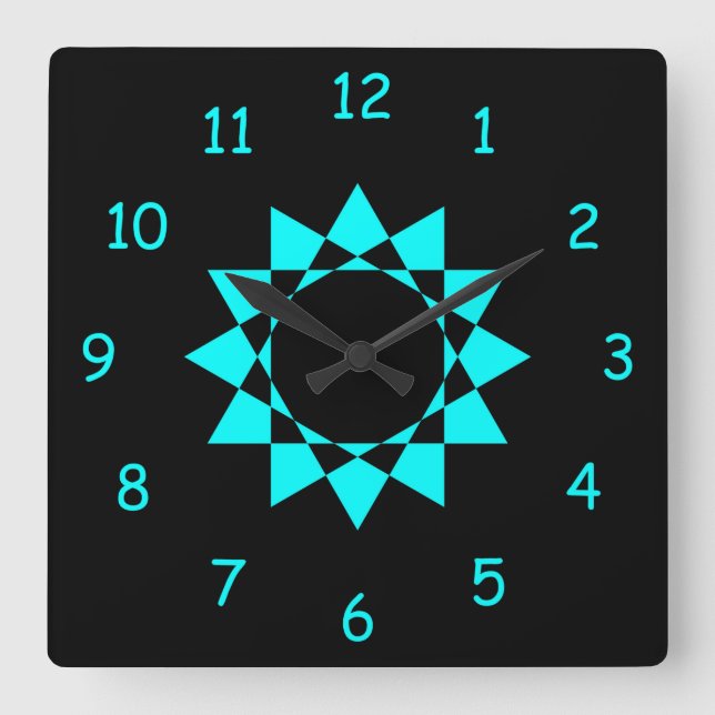 Reloj Cuadrado Neon Blue w/Star (Anverso)