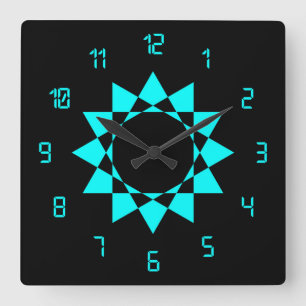 Reloj Cuadrado Neon Blue w/Star y números de diversión