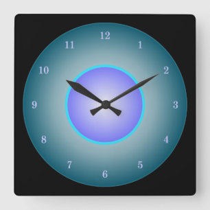 Reloj Cuadrado Neón divertida Aqua/Púrpura/Azul