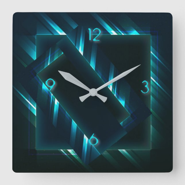 Reloj Cuadrado Neon flash supernova modern (Anverso)