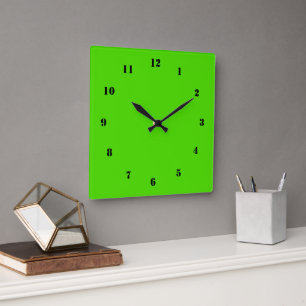 Reloj Cuadrado Neon Green Clock Personalizado Color su propio dis