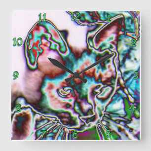 Reloj Cuadrado Neon Kitty