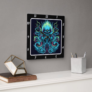 Reloj Cuadrado Neon Kraken Octopus Deep Current