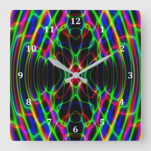 Reloj Cuadrado Neon Laser Light Psychedelic Abstract