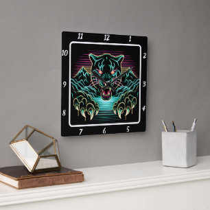 Reloj Cuadrado Neon Panther Glow