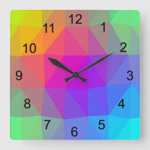 Reloj Cuadrado Neon Rainbow
