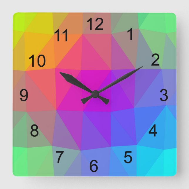 Reloj Cuadrado Neon Rainbow (Anverso)