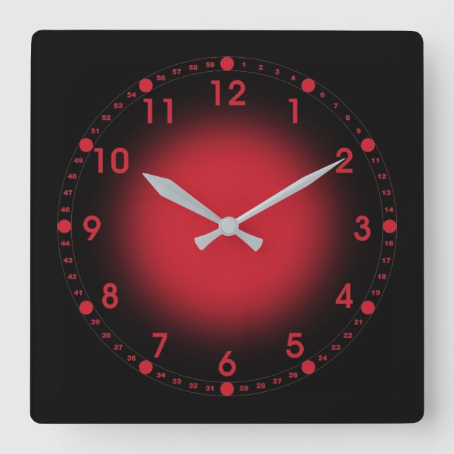 Reloj Cuadrado Neon Red (Anverso)