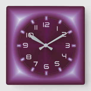 Reloj Cuadrado Neón rojo moderno