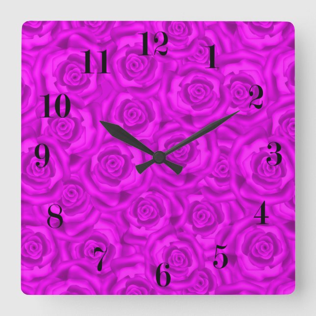 Reloj Cuadrado Neón rosado (Anverso)