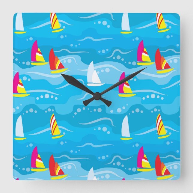 Reloj Cuadrado Neon Yacht Pattern (Anverso)