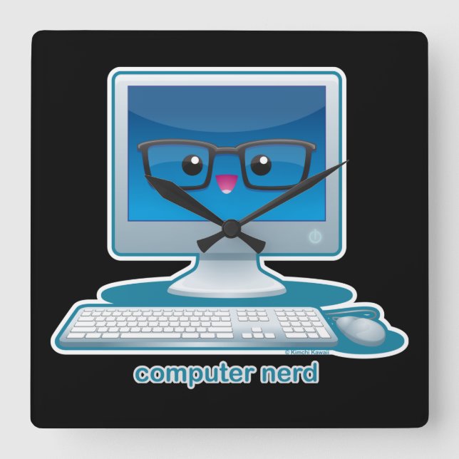 Reloj Cuadrado Nerd de la computadora (Anverso)