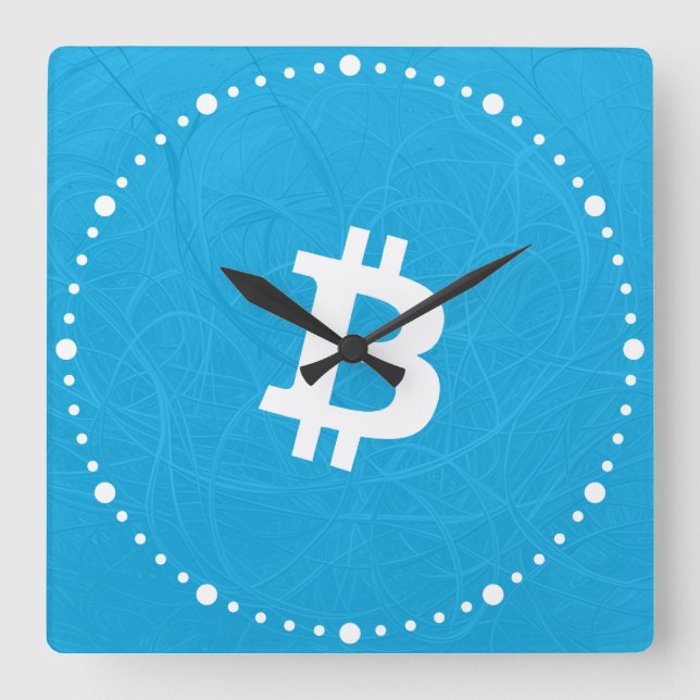 Reloj Cuadrado Neurona Bitcoin Azul (Anverso)