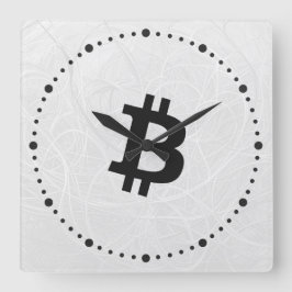 Reloj Cuadrado Neurona Bitcoin Blanca