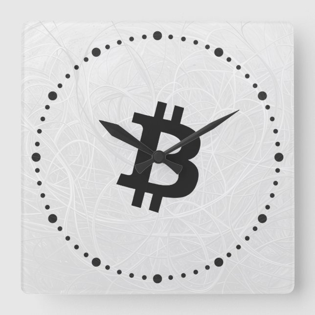 Reloj Cuadrado Neurona Bitcoin Blanca (Anverso)