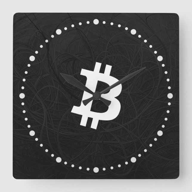 Reloj Cuadrado Neurona Bitcoin Negra (Anverso)